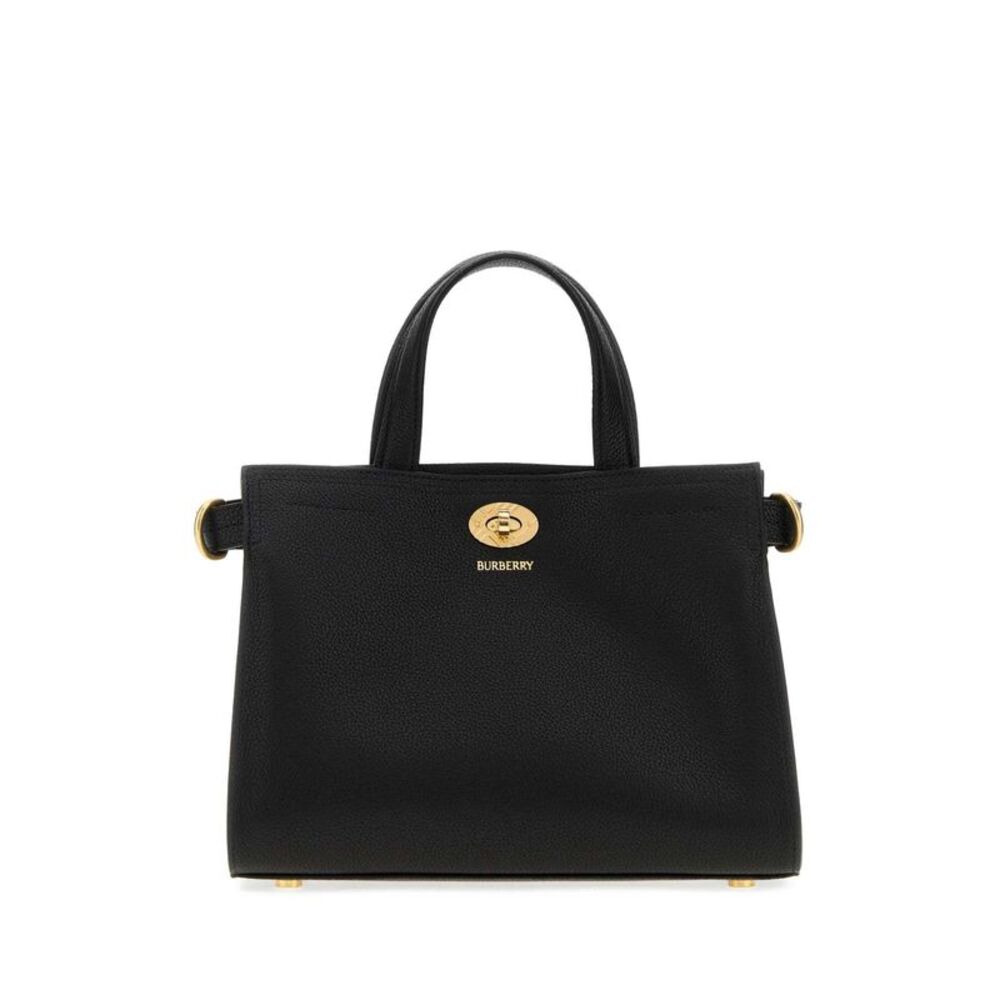 Burberry Women Black Leather Medium Cotswolds Check Handbag